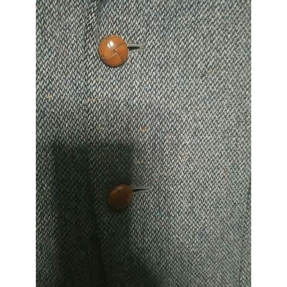 Vintage 42L Tweed Blazer Mens Blue Wool Jacket Elbow Patch Sport Hunting Coat - Picture 8 of 14